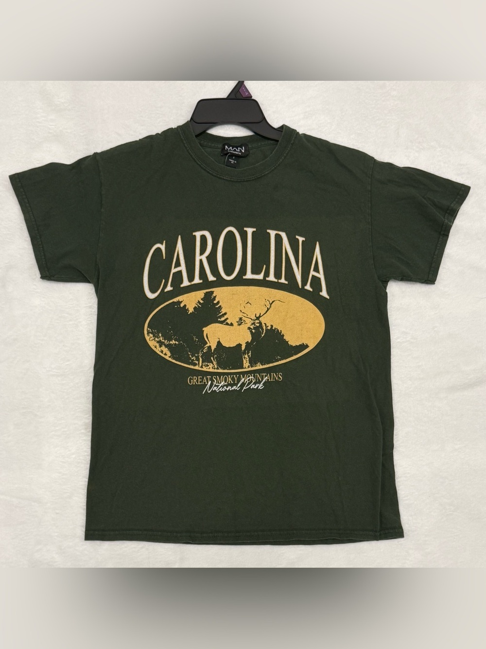 Men’s BoohooMAN Carolina Great Smoky Mountains Graphic T-Shirt Green Size Small
